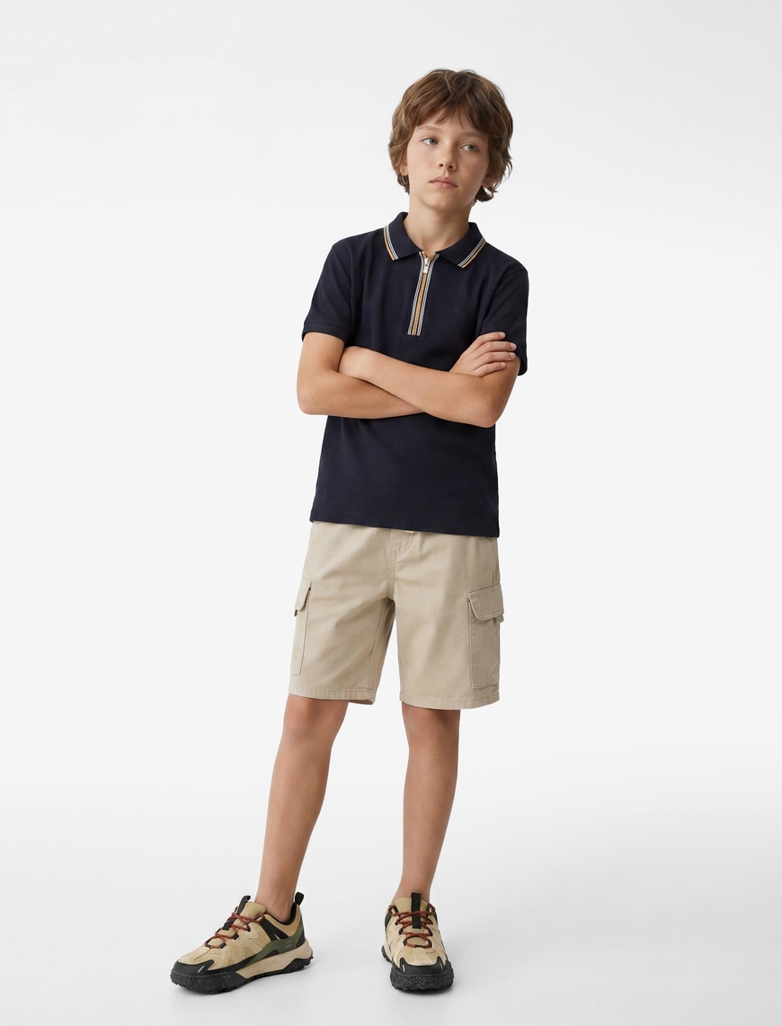 Koton Pamuklu Kısa Kollu Polo Yaka Fermuarlı T-Shirt