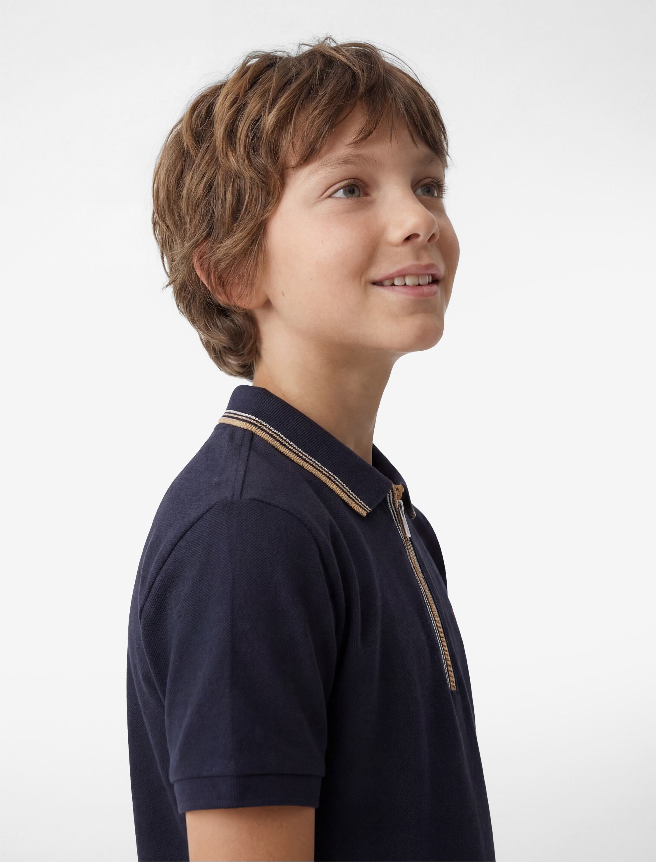  Erkek Çocuk Pamuklu Kısa Kollu Polo Yaka Fermuarlı Tişört