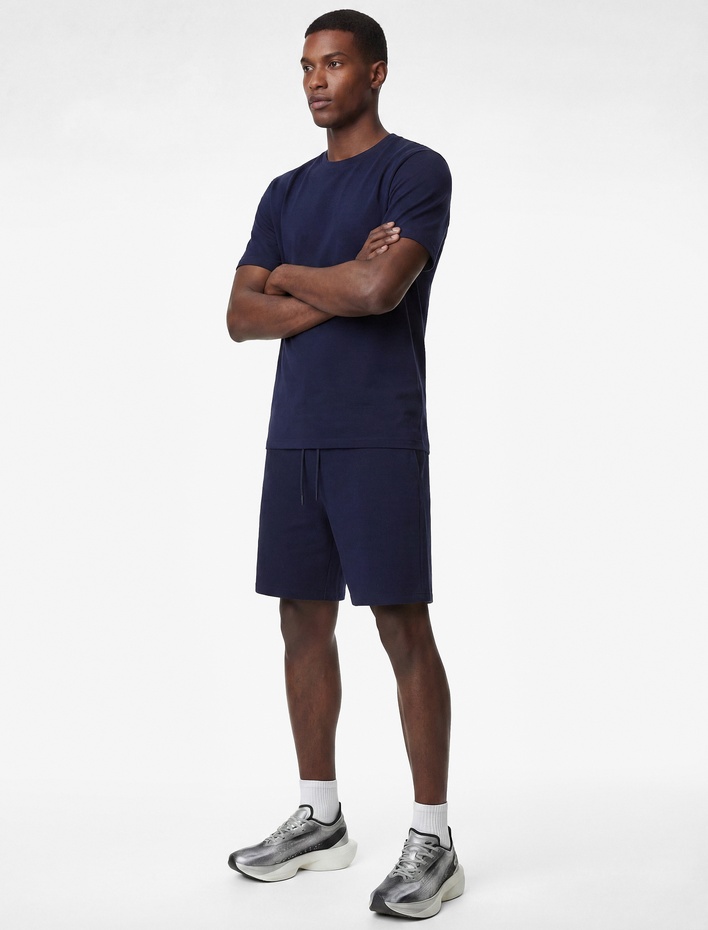  Basic Viskon Karışımlı Cepli Beli Bağcıklı Spor Şort