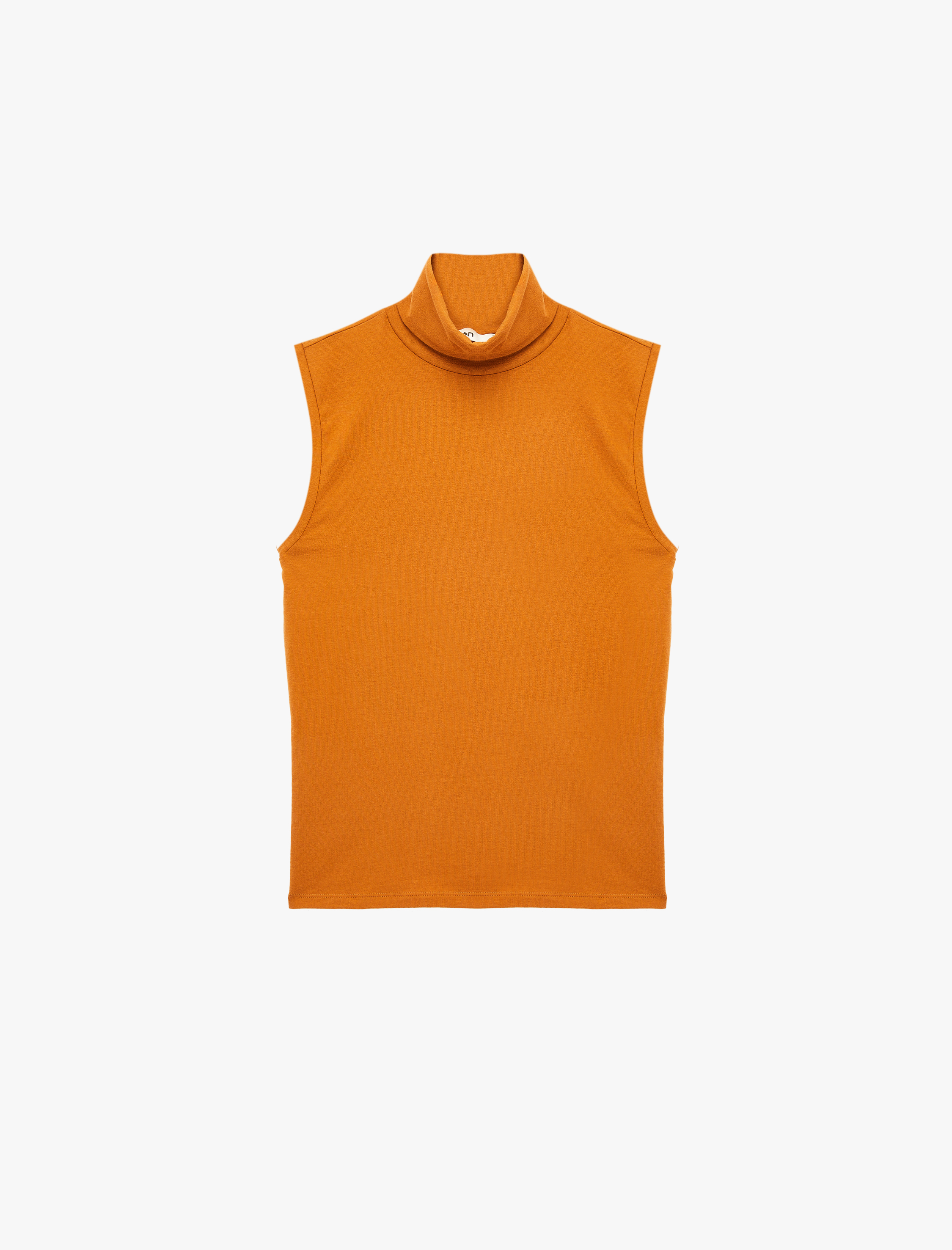   Pamuklu Slim Fit Dik Yaka Kolsuz Bluz