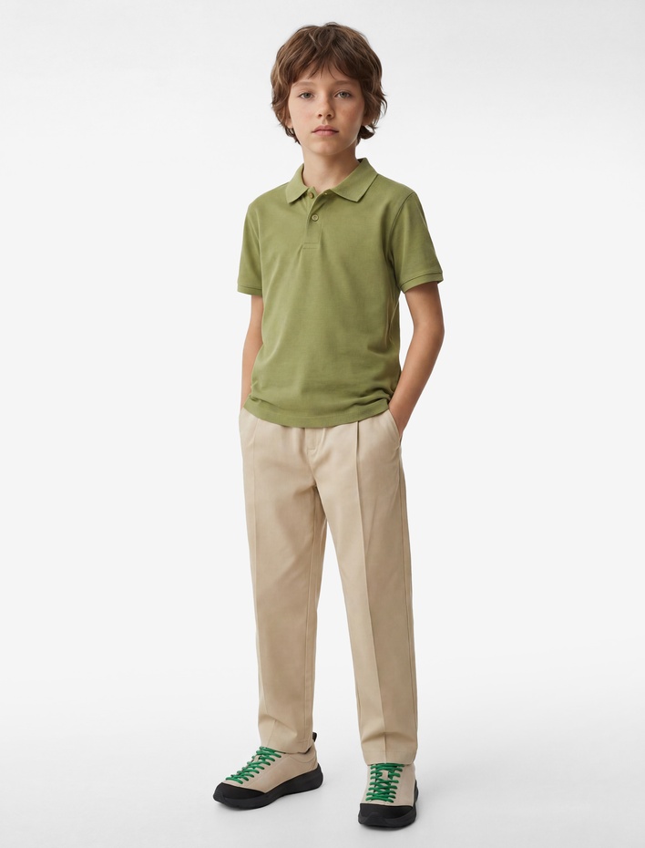 Erkek Çocuk Pamuklu Düğmeli Kısa Kollu Basic Polo Yaka Tişört