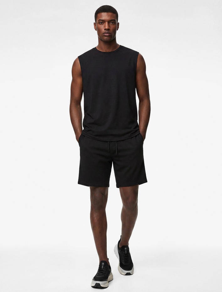  Rahat Kalıp Kolsuz Bisiklet Yaka Basic Spor Atlet