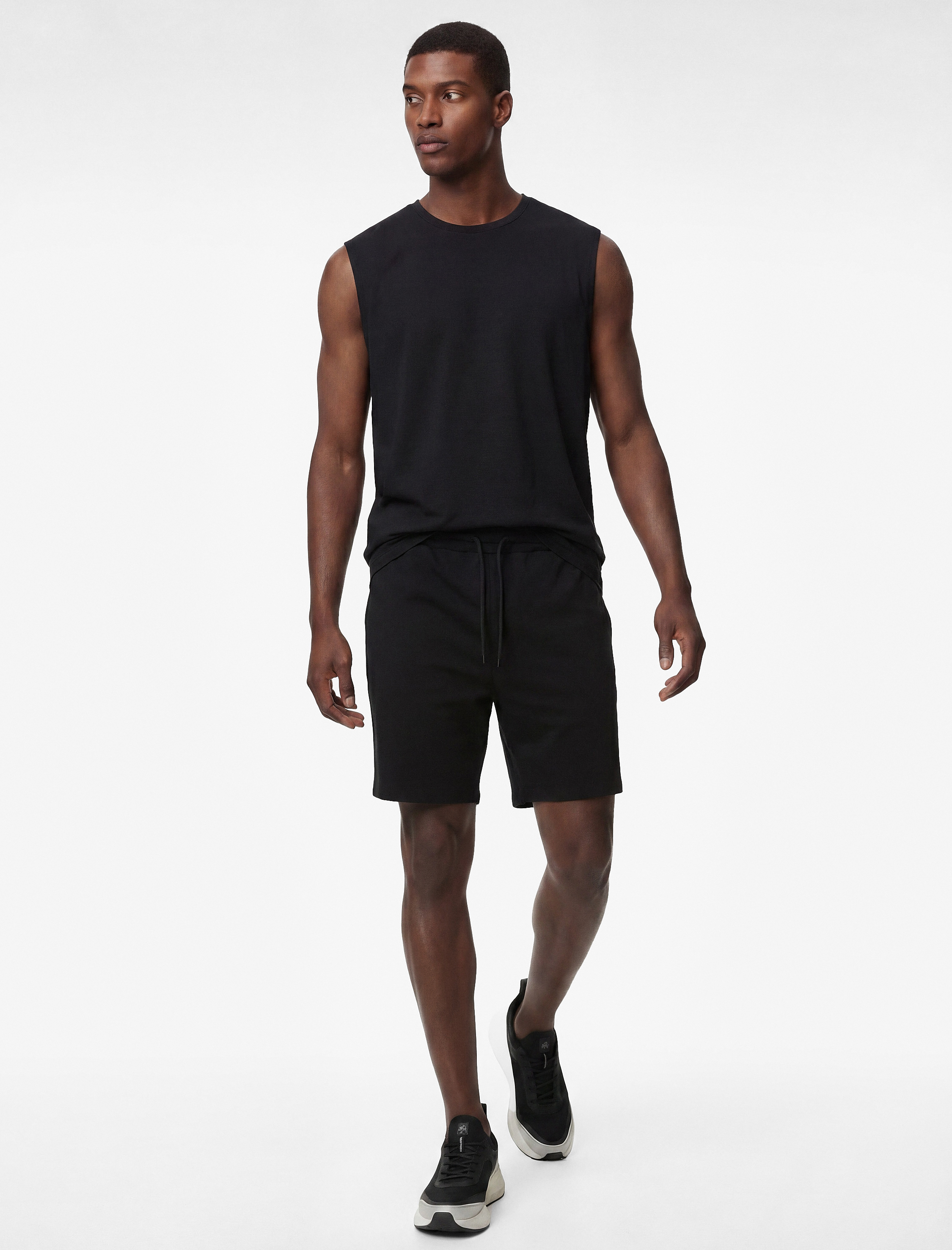   Straight Fit Cepli Pike Kumaş Bermuda Beli Bağcıklı Spor Şort