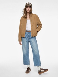 Yüksek Bel Pamuklu Kemerli Kısa Geniş Paça Denim Pantolon - Wide Leg Jean