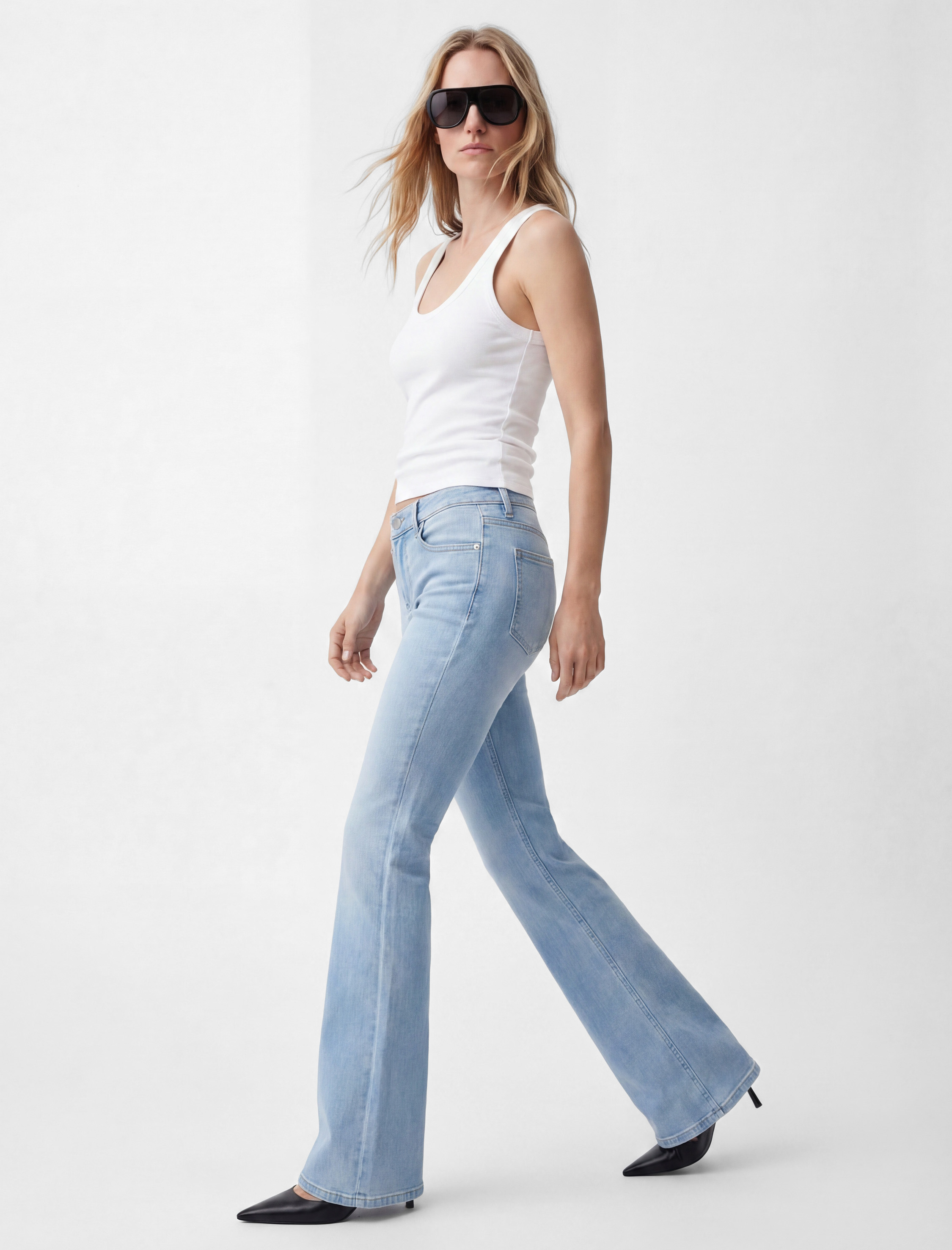   Dar Kesim Normal Bel Cepli İspanyol Paça Jean Pantolon - Flare Jeans