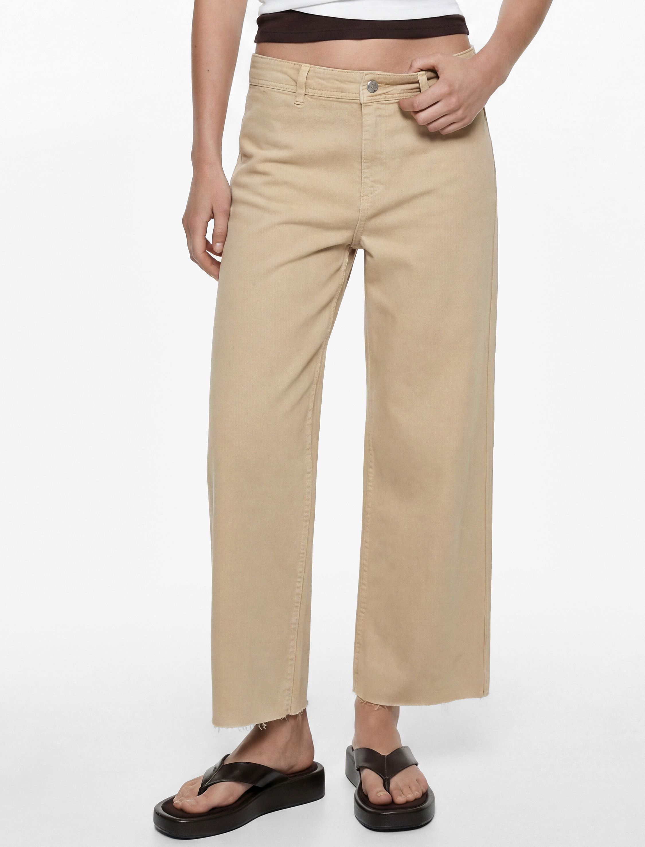  Normal Bel Rahat Kalıp Kesik Paça Jean Pantolon - Culoette Jean