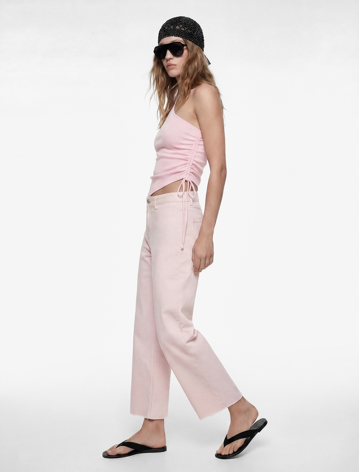  Normal Bel Rahat Kalıp Kesik Paça Jean Pantolon - Culoette Jean