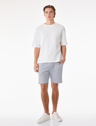 Regular Fit Cepli Beli Bağcıklı Bermuda Şort