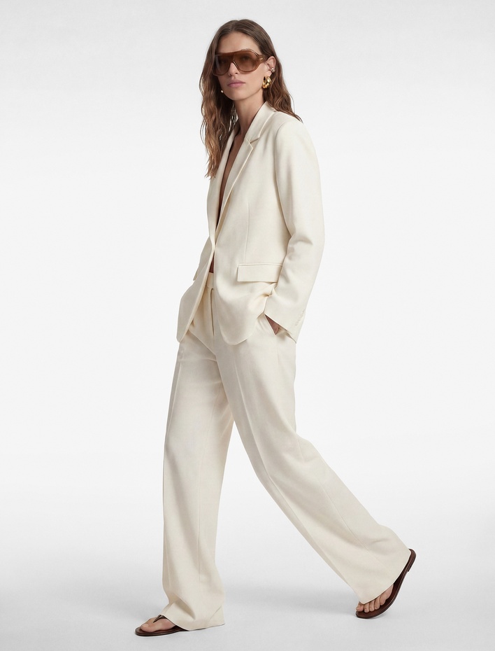  Pile Detaylı Cepli Geniş Paça Palazzo Pantolon