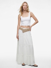 Kare Yaka Slim Fit Kalın Askılı Crop Üst