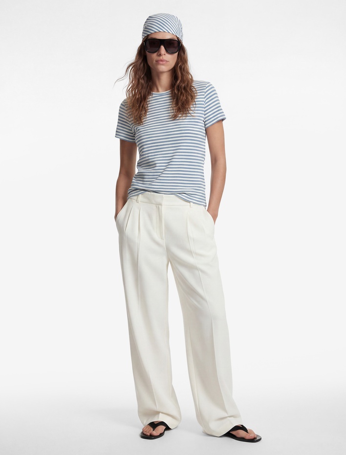  Pamuklu Kısa Kollu Bisiklet Yaka Çizgili Tişört