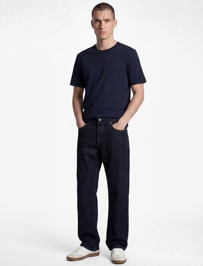  Kısa Kollu Pamuklu Bisiklet Yaka Basic Slim Fit Tişört