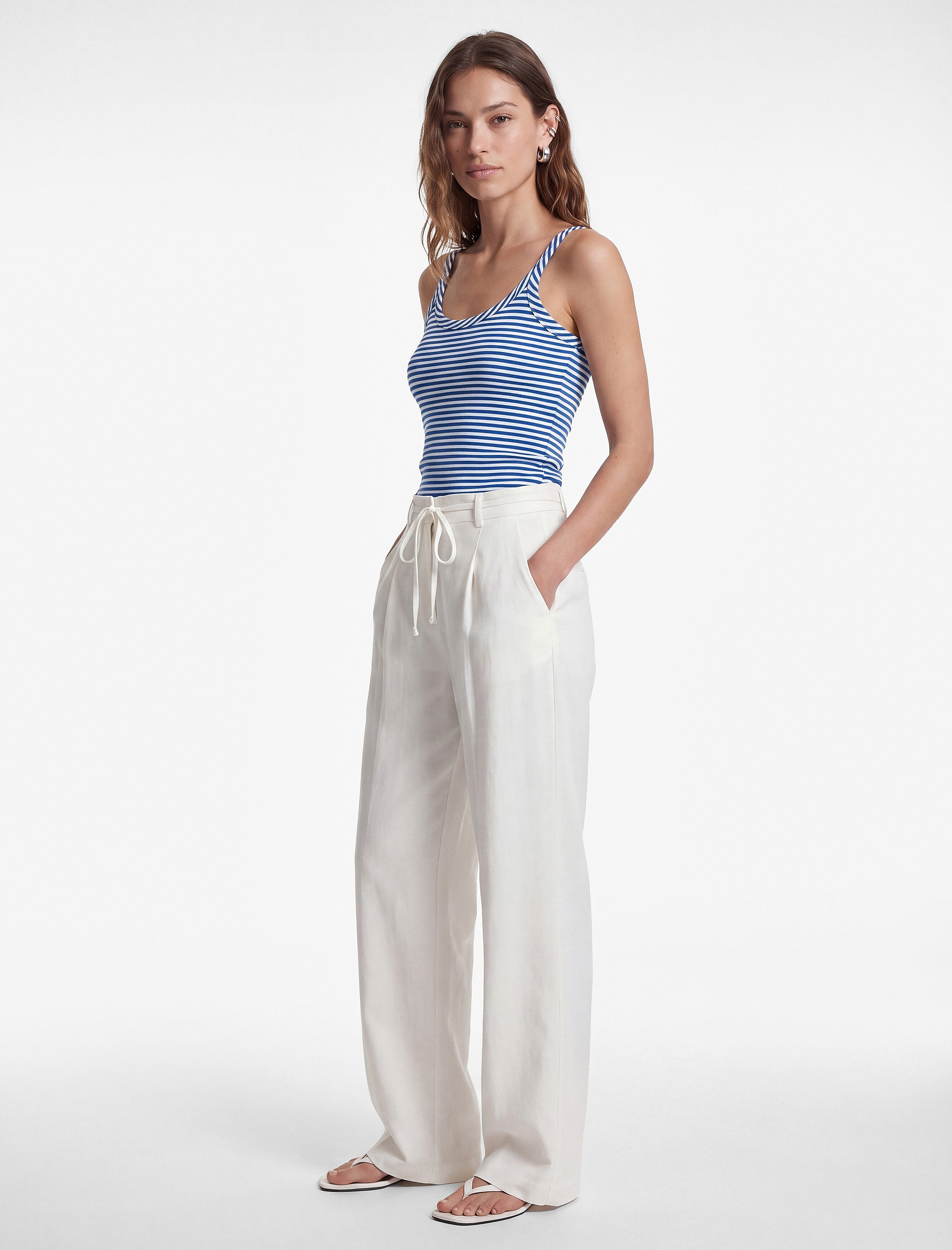   Slim Fit U Yaka Askılı Çizgili Atlet