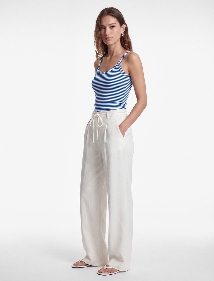  Slim Fit U Yaka Askılı Çizgili Atlet