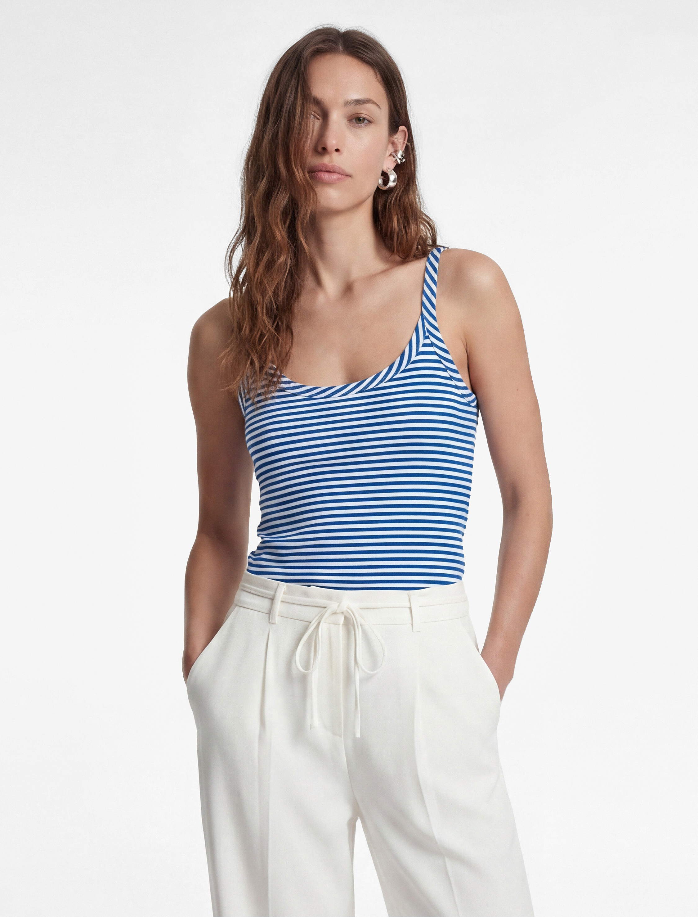   Slim Fit U Yaka Askılı Çizgili Atlet