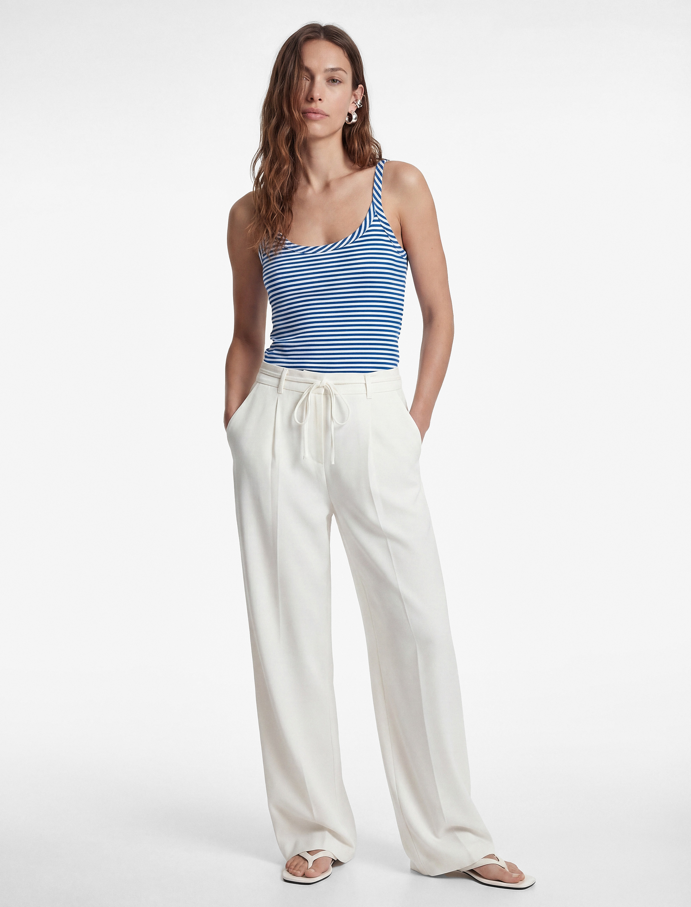   Slim Fit U Yaka Askılı Çizgili Atlet