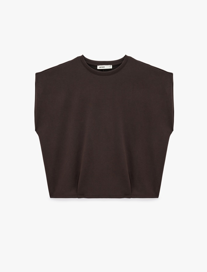  Modal Kumaş Bisiklet Yaka Sıfır Kol Tişört