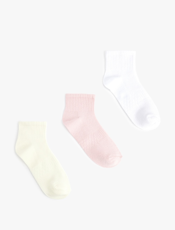 Kadın 3'lü Çok Renkli Pamuklu Basic Patik Spor Çorap Seti