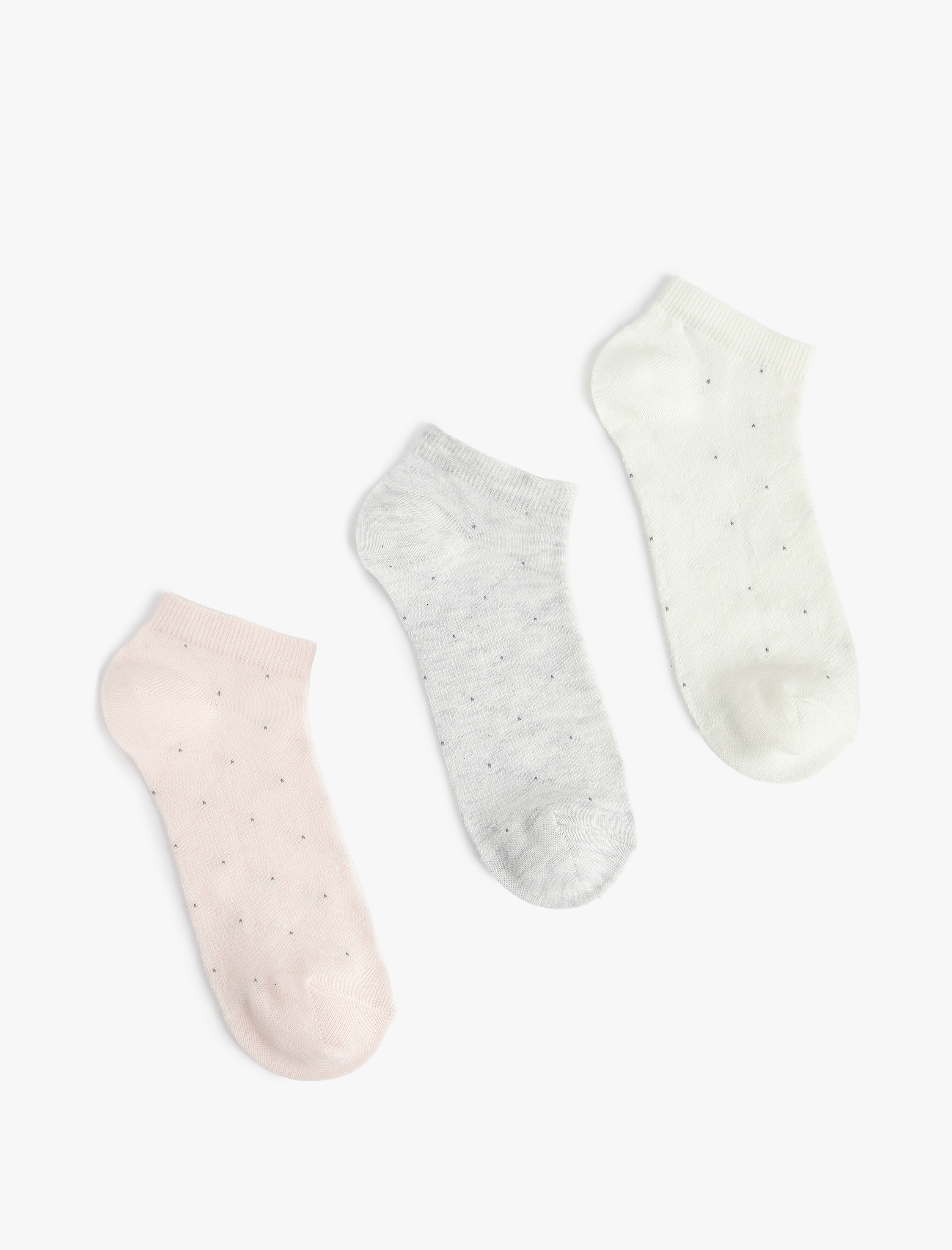  Kadın 3'lü Puantiye Desenli Basic Patik Çorap Seti