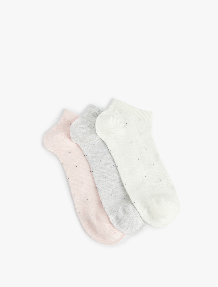 Kadın 3'lü Puantiye Desenli Basic Patik Çorap Seti