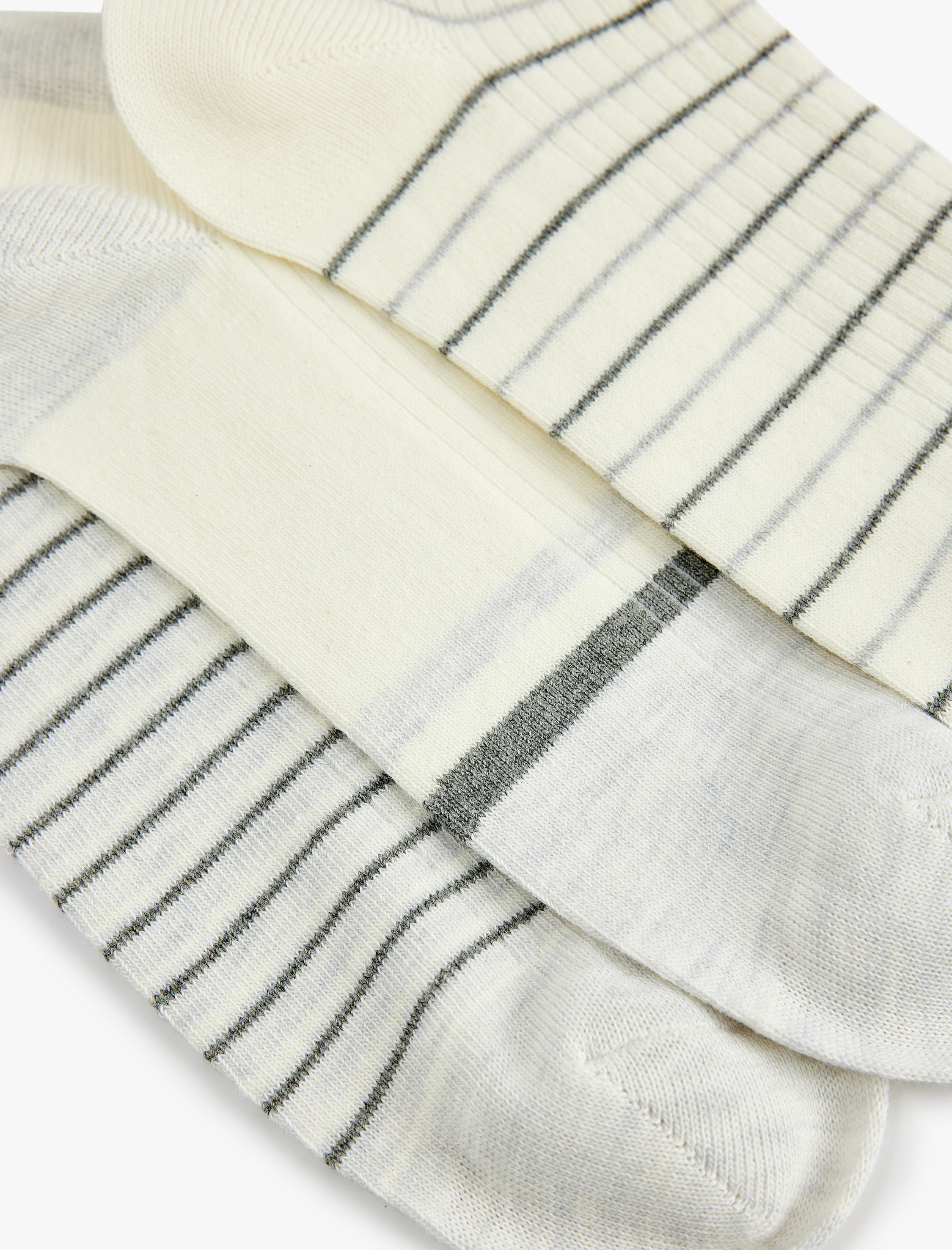  Kadın 3'lü Çizgili Patik Çorap Seti