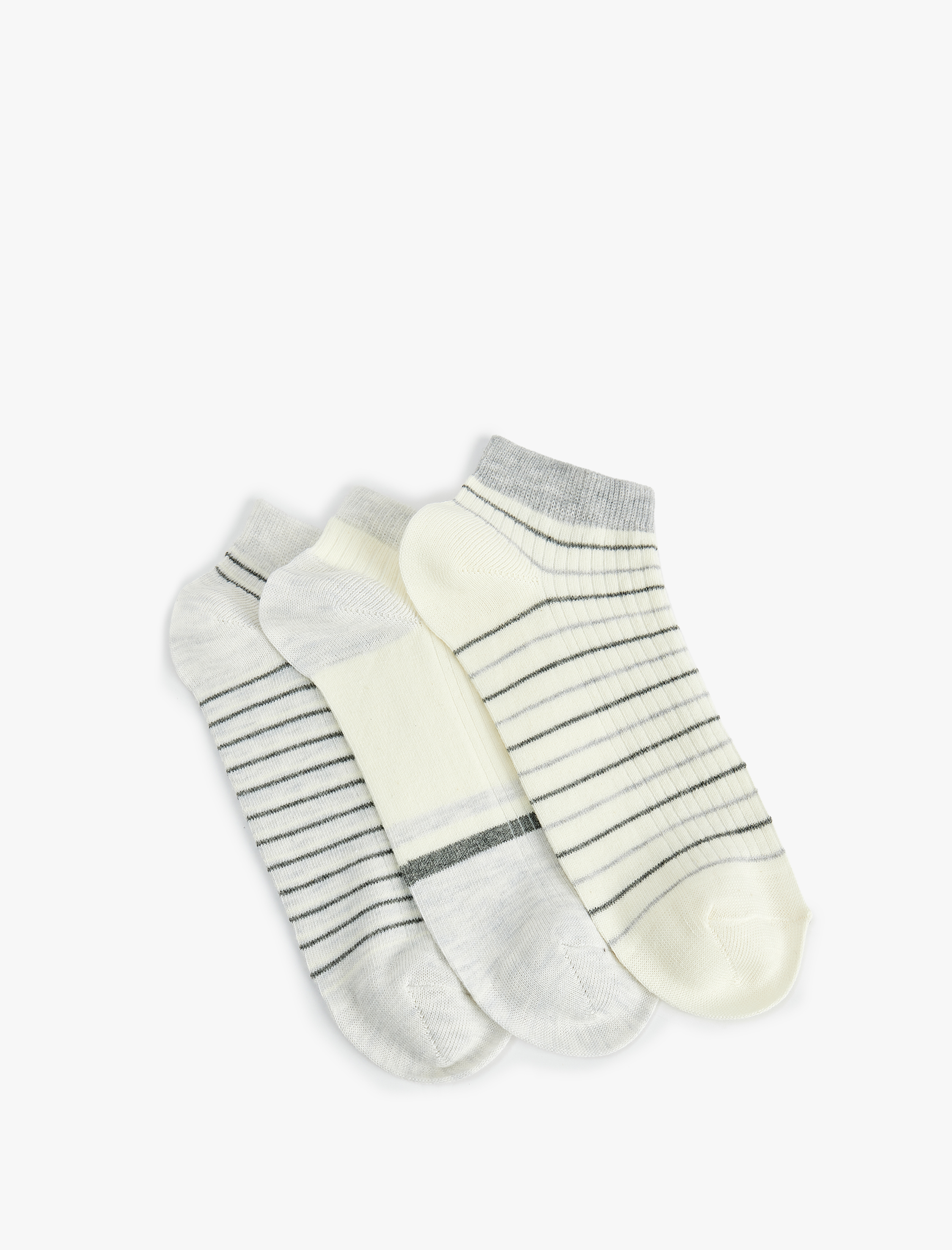  Kadın 3'lü Çizgili Patik Çorap Seti