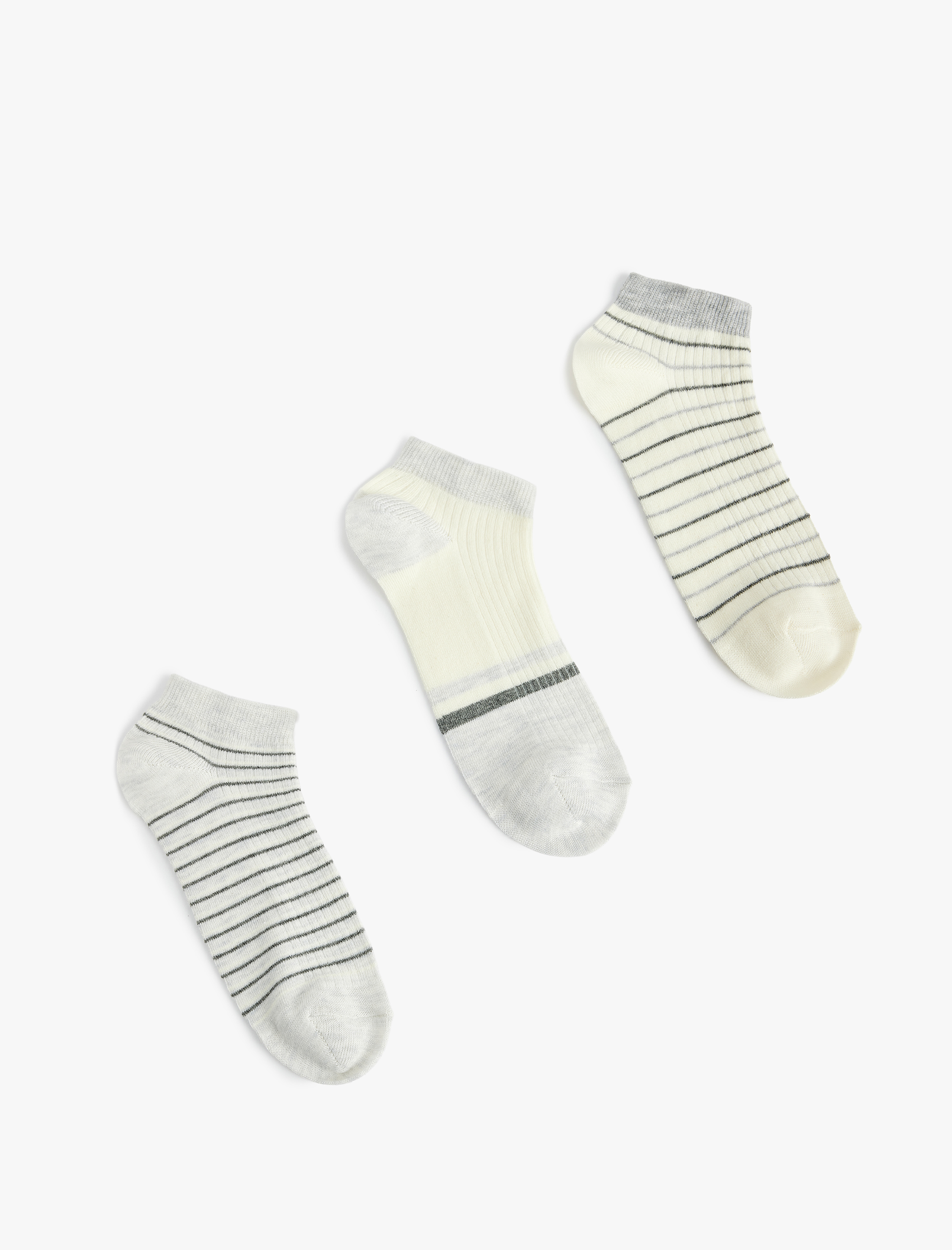  Kadın 3'lü Çizgili Patik Çorap Seti