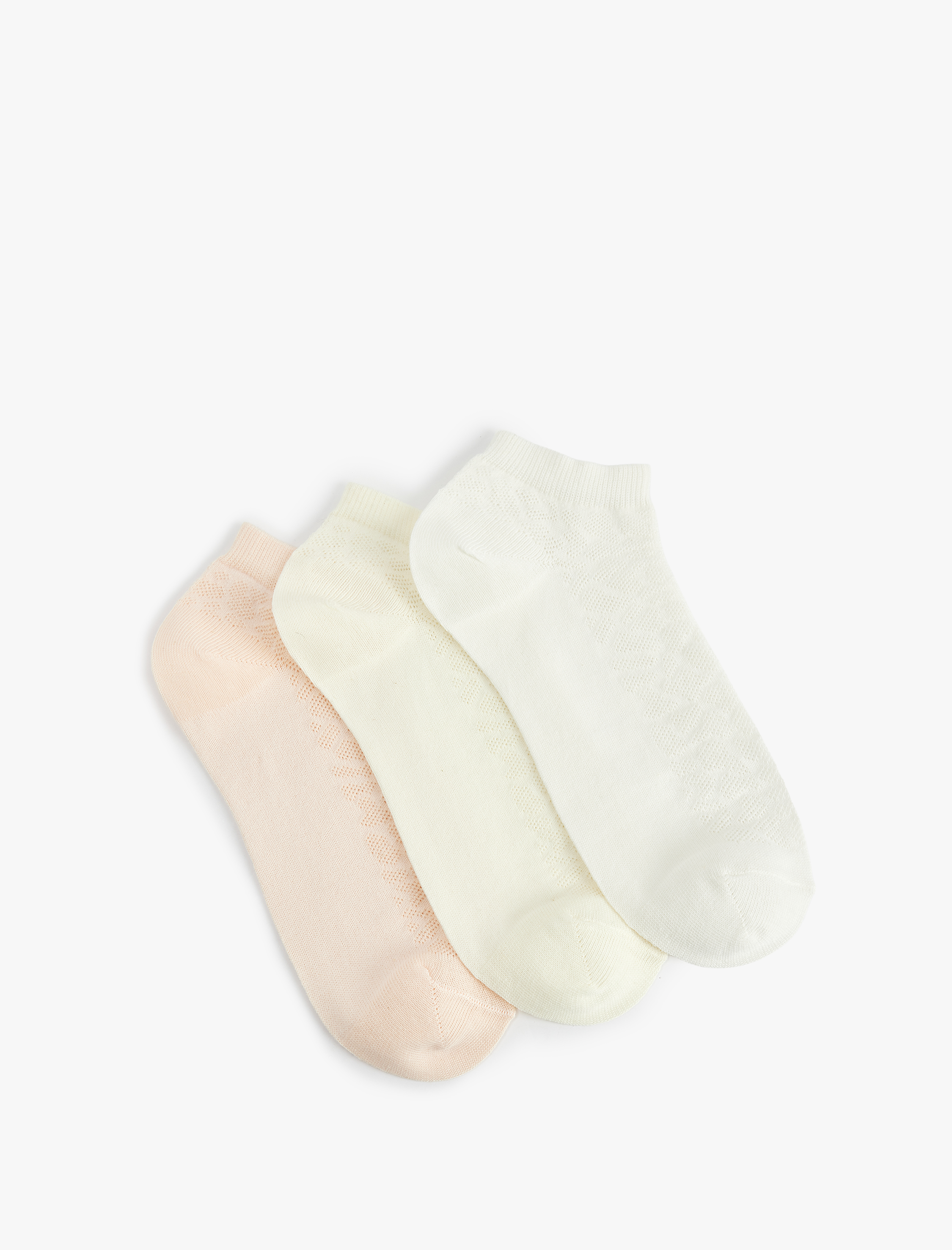  Kadın 3'lü Dokulu Pamuklu Patik Çorap Seti