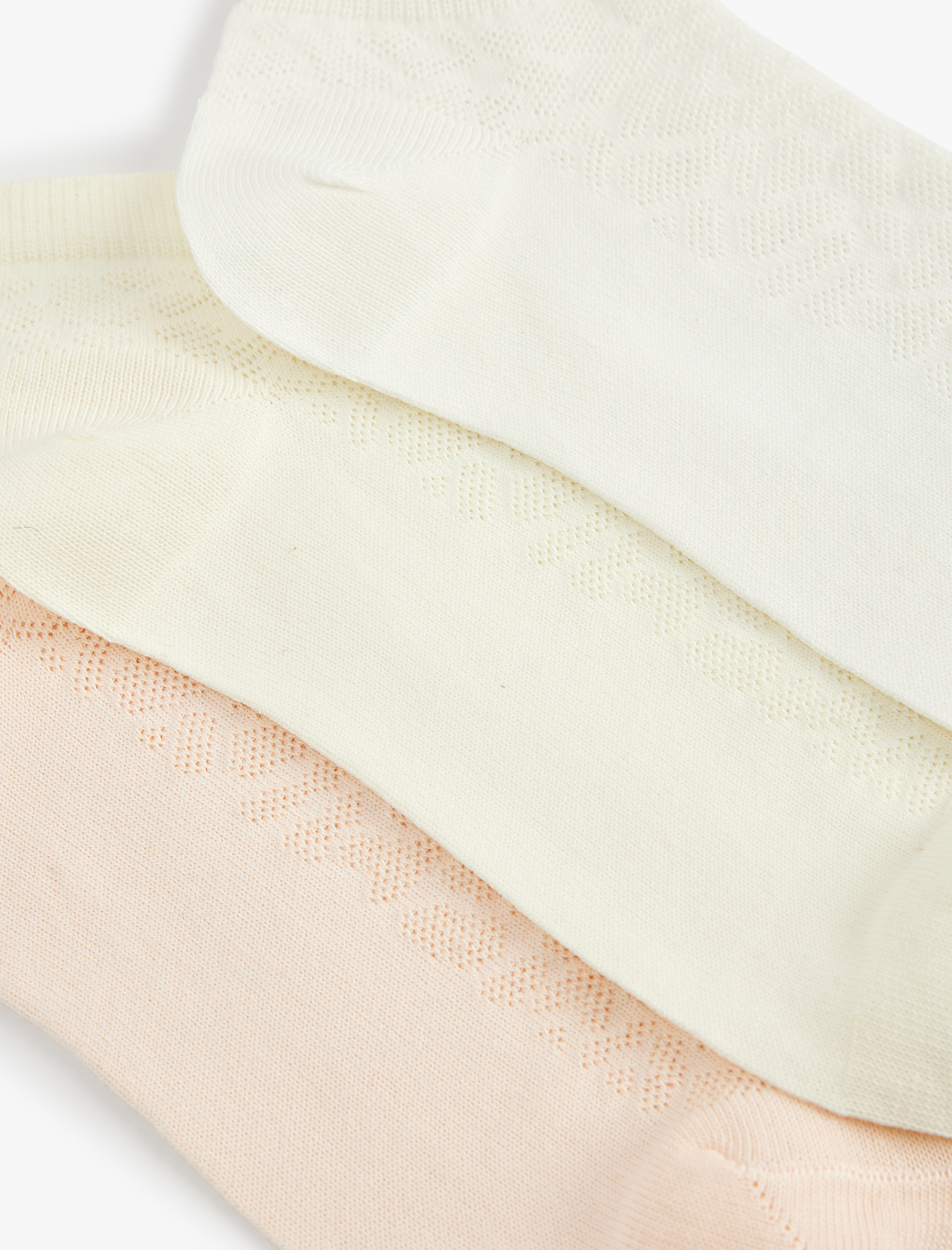  Kadın 3'lü Dokulu Pamuklu Patik Çorap Seti