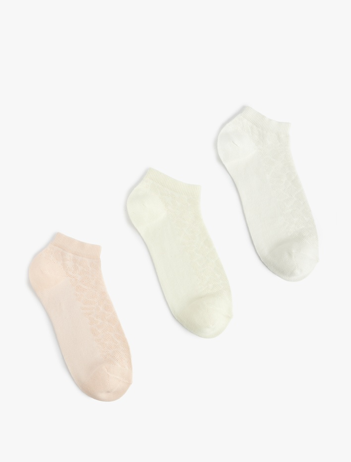 Kadın 3'lü Dokulu Pamuklu Patik Çorap Seti