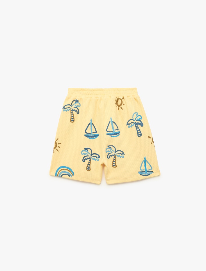 Erkek Bebek Pamuklu Beli Lastikli Baskılı Şort