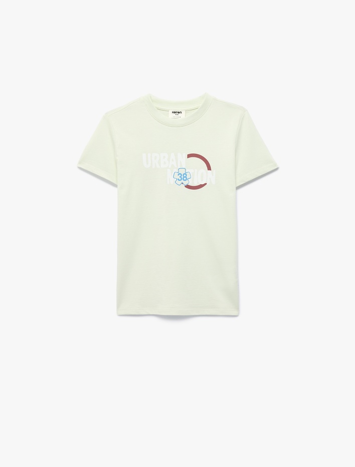 Erkek Çocuk Önü ve Arkası Baskılı Kısa Kollu Bisiklet Yaka Pamuklu Tişört