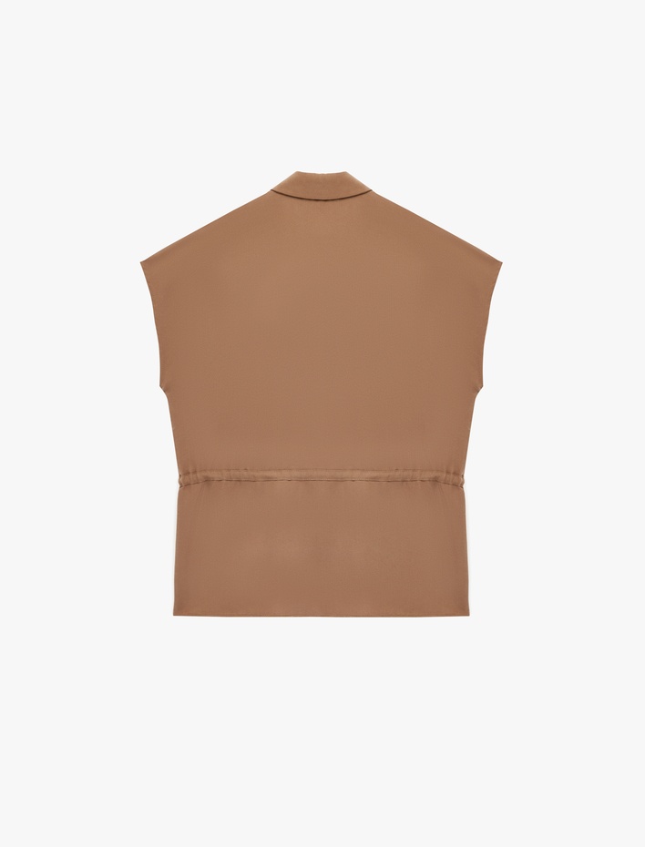  Modal Cupro Kumaş Kap Kol Belden Bağlama Detaylı Gömlek