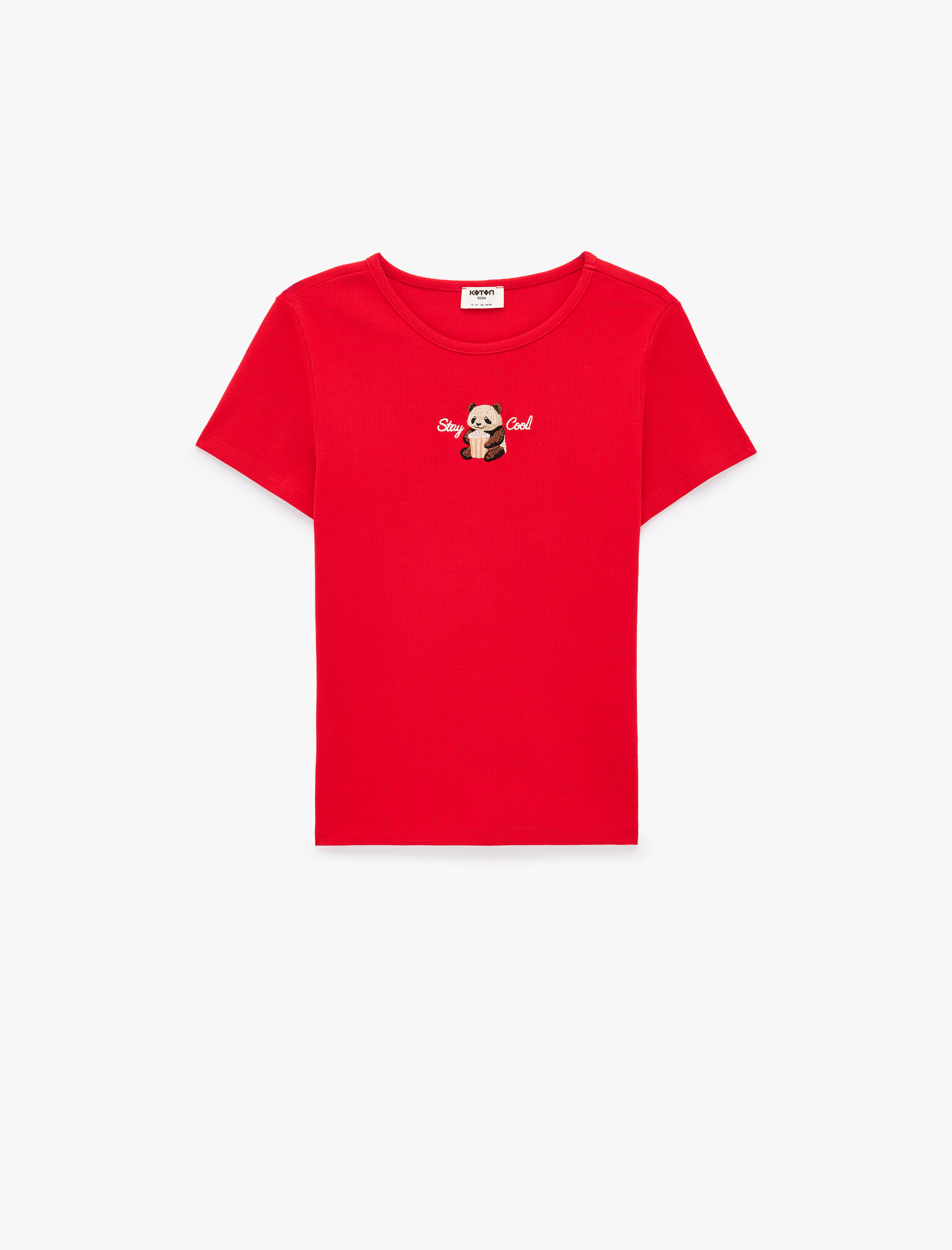  Kız Çocuk Baskılı Kısa Kollu Bisiklet Yaka Pamuklu Tişört