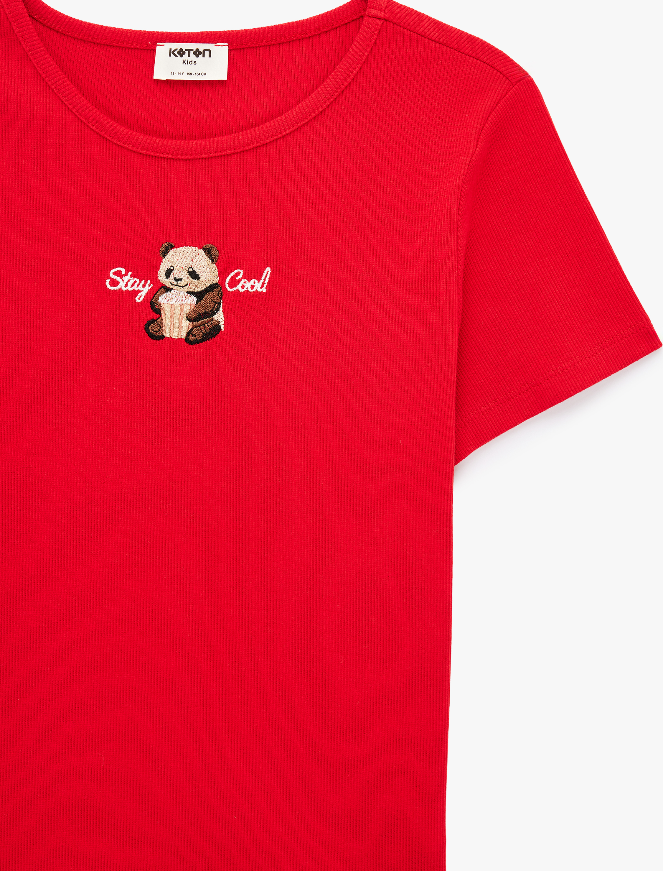  Kız Çocuk Baskılı Kısa Kollu Bisiklet Yaka Pamuklu Tişört