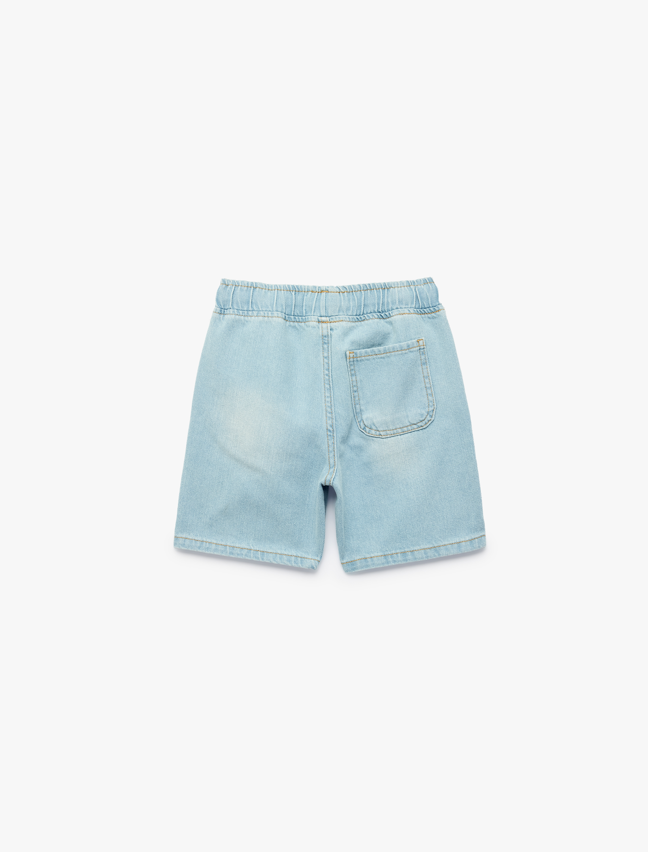  Erkek Çocuk Pamuklu Beli Bağcıklı Rahat Kesim Denim Şort