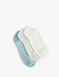 3'lü Geometrik Dokulu Pamuklu Patik Çorap Seti