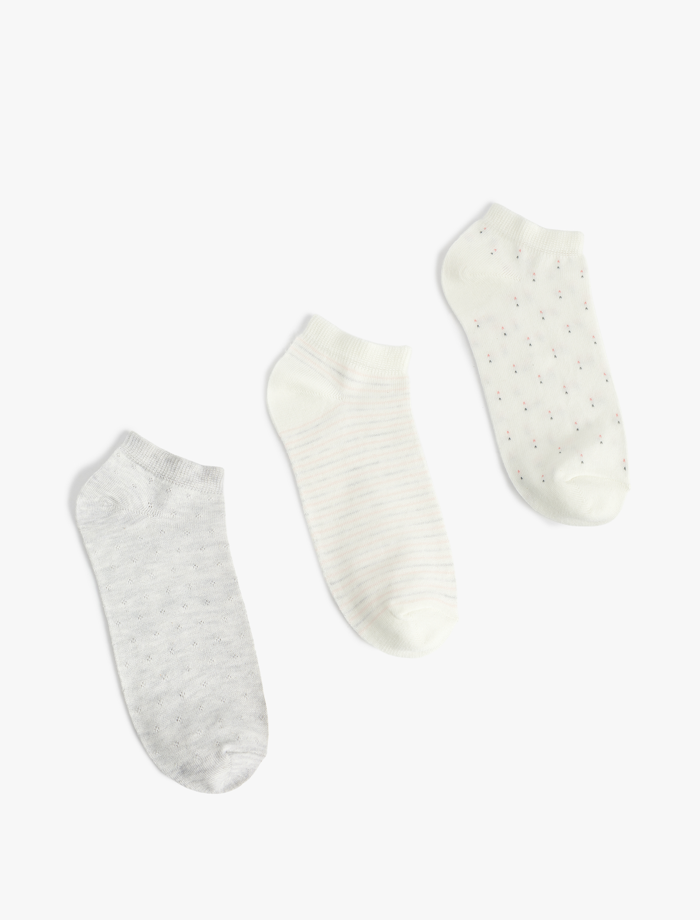  Kadın 3'lü Desenli Patik Çorap Seti