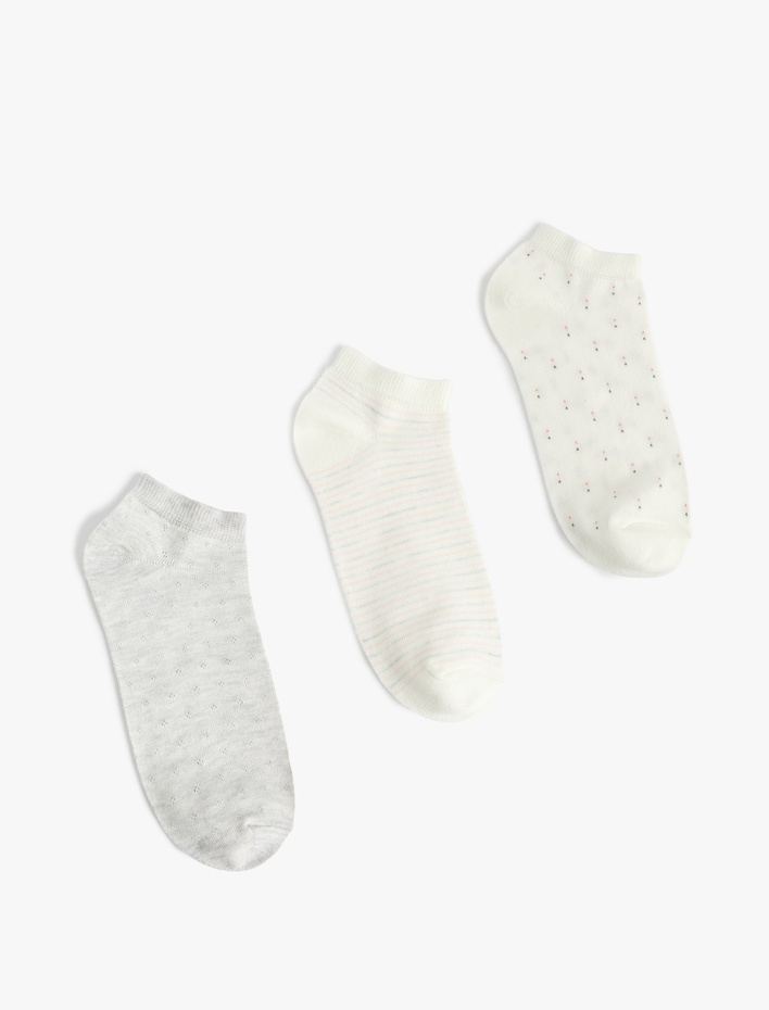 Kadın 3'lü Desenli Patik Çorap Seti