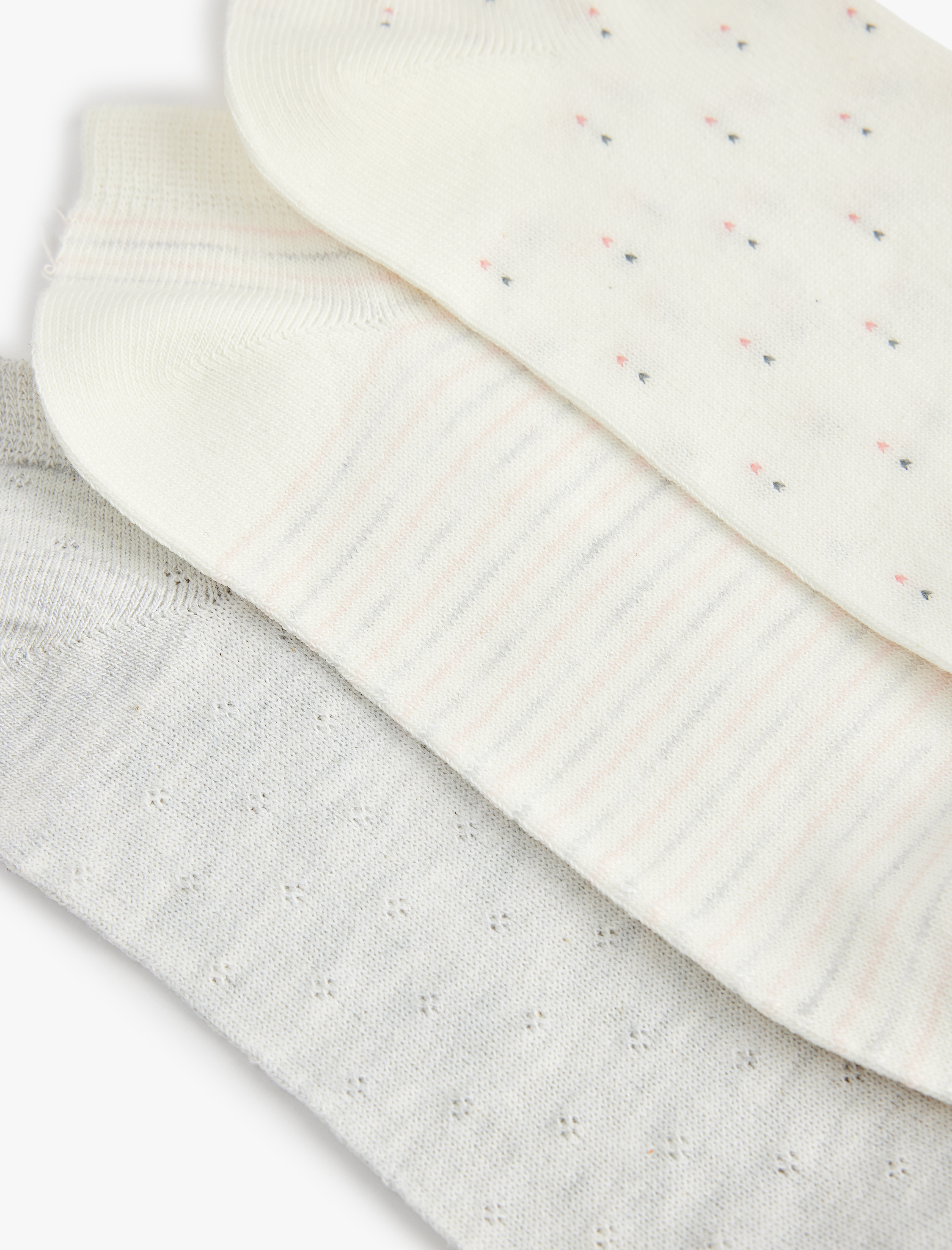  Kadın 3'lü Desenli Patik Çorap Seti