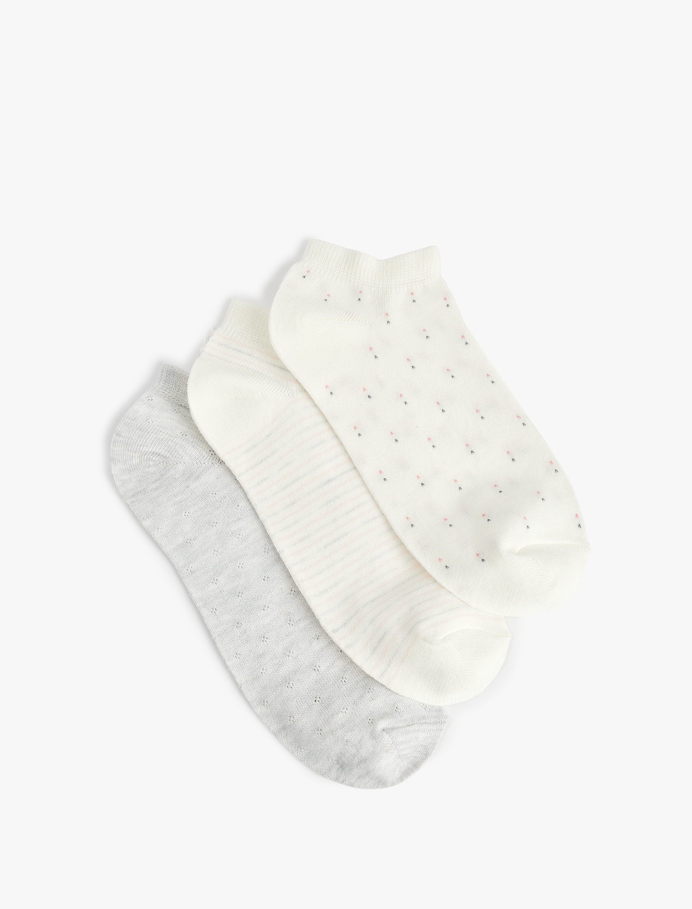  Kadın 3'lü Desenli Patik Çorap Seti