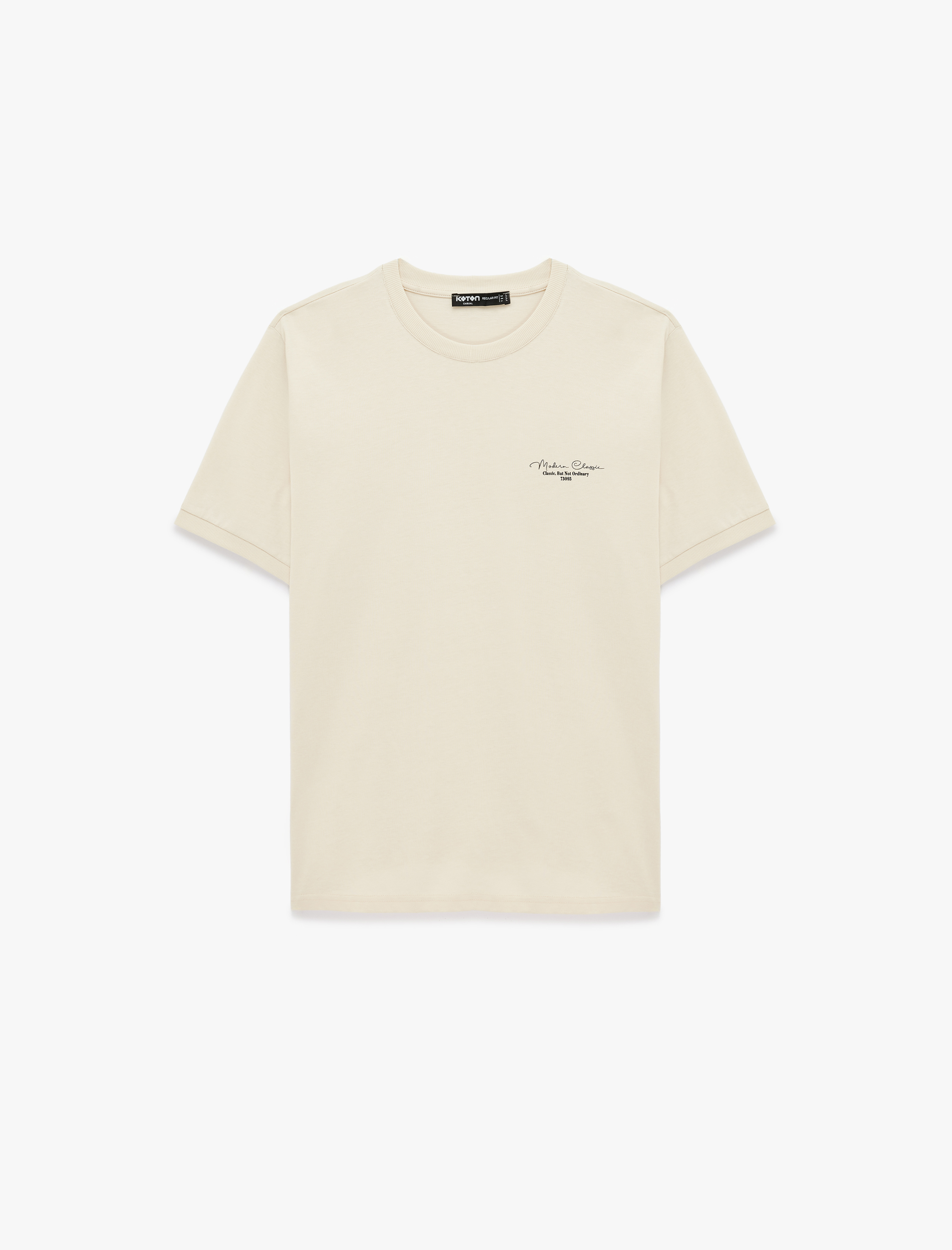   Regular Fit Kısa Kollu Bisiklet Yaka Pamuklu Baskılı Tişört