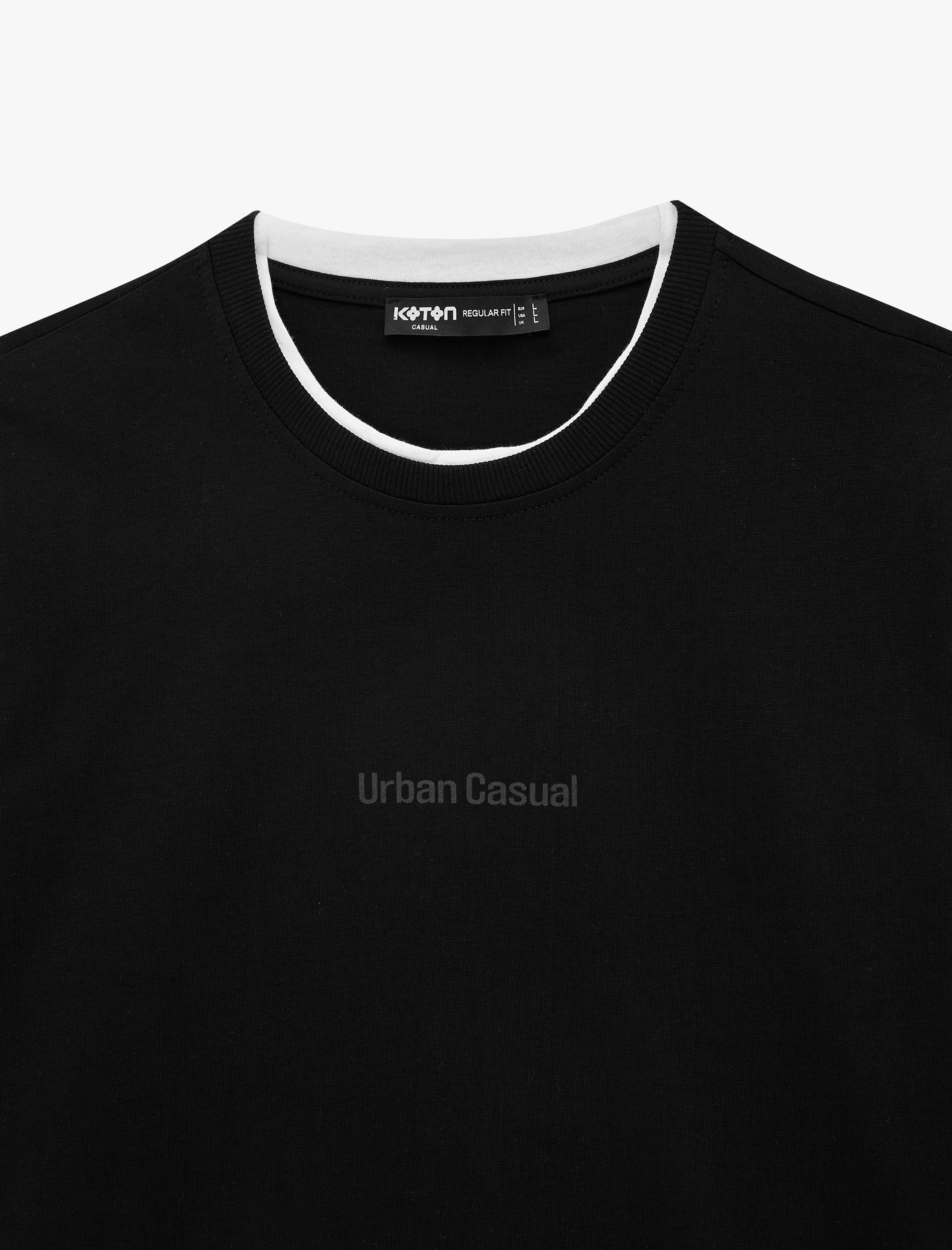   Regular Fit Kısa Kollu Bisiklet Yaka Pamuklu Kontrast Detaylı Baskılı Tişört