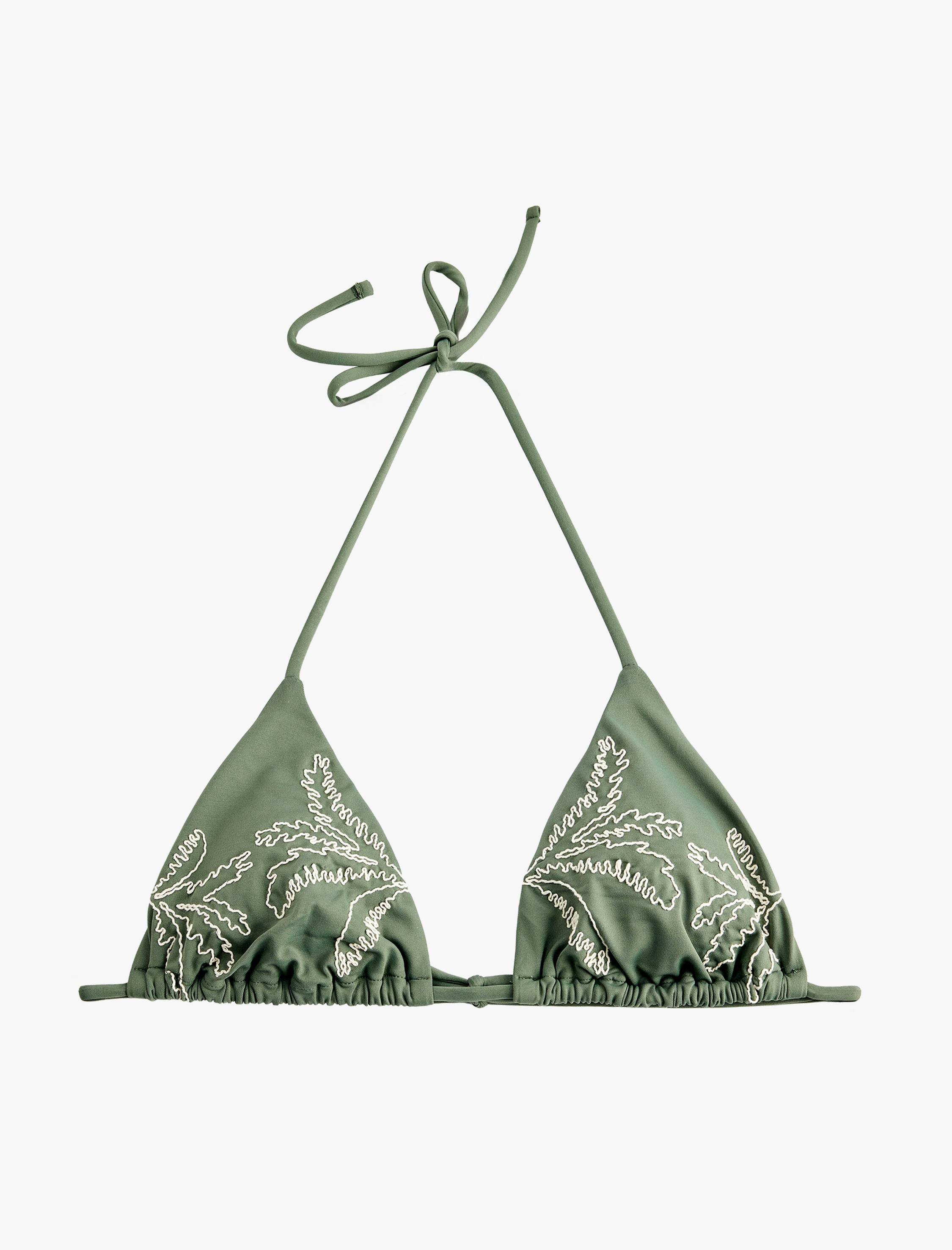   Boyundan Bağlamalı Nakışlı Üçgen Bikini Üstü