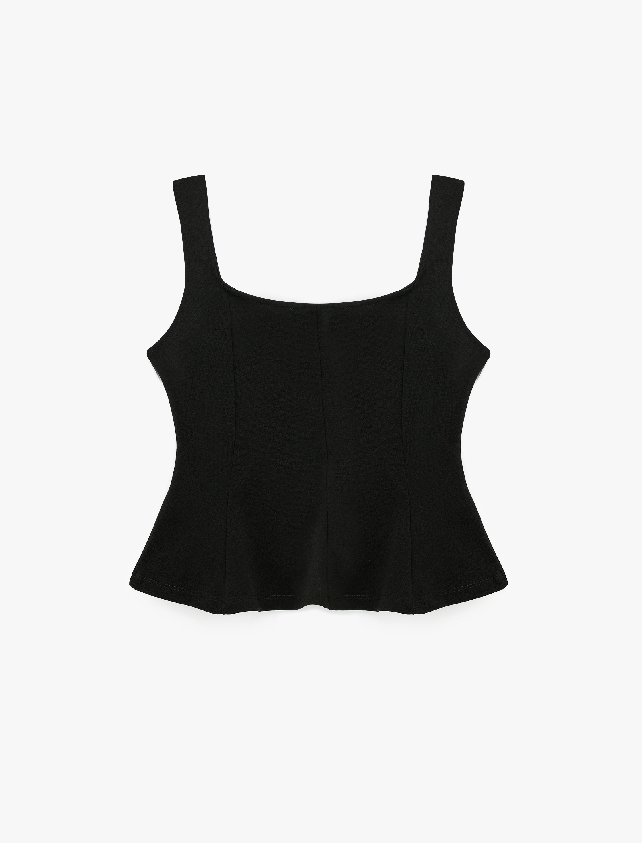   V Yaka Kolsuz Slim Fit Krep Peplum Bluz