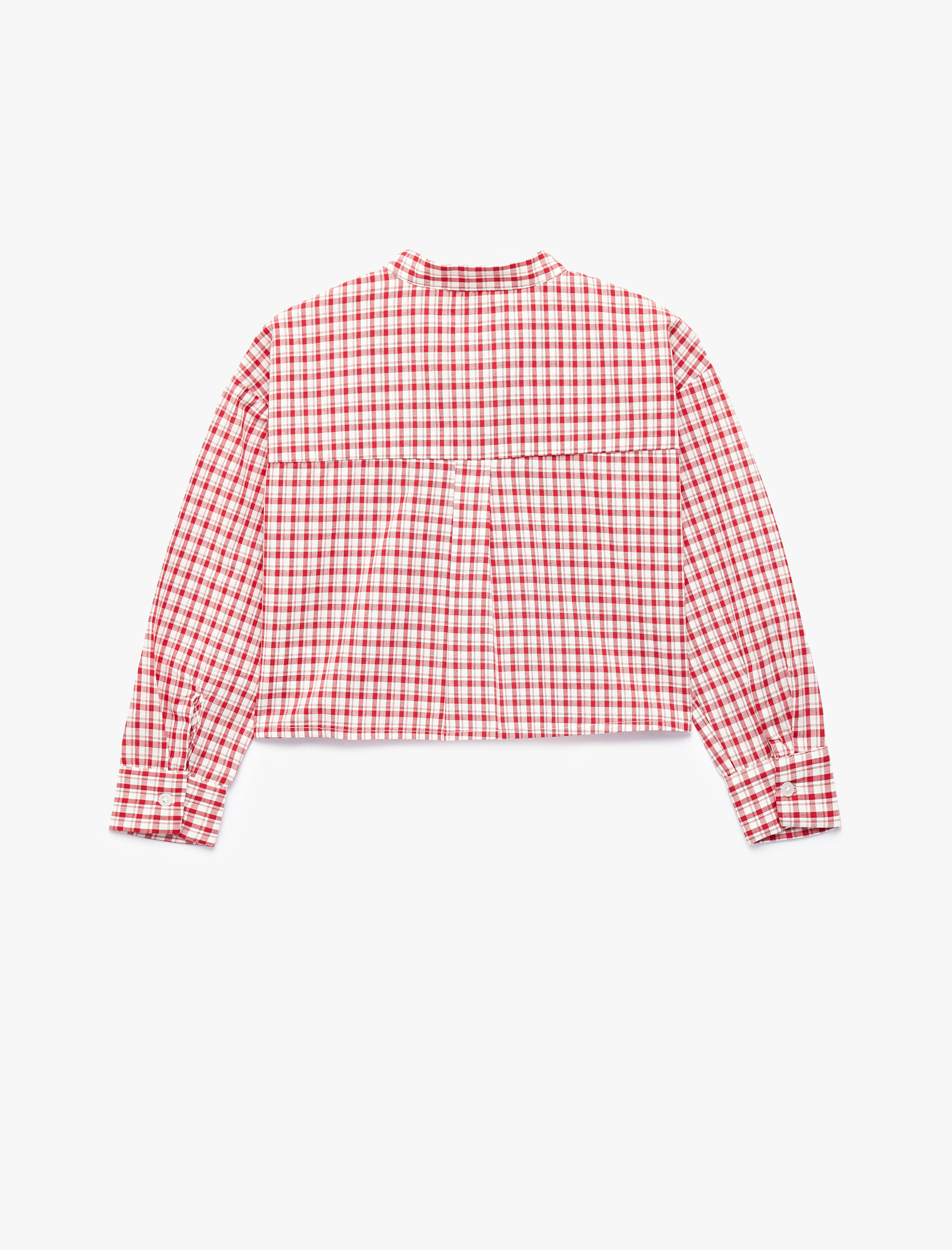  Kız Çocuk Pamuklu Uzun Kollu Fiyonk Detaylı Hakim Yaka Ekoseli Gömlek