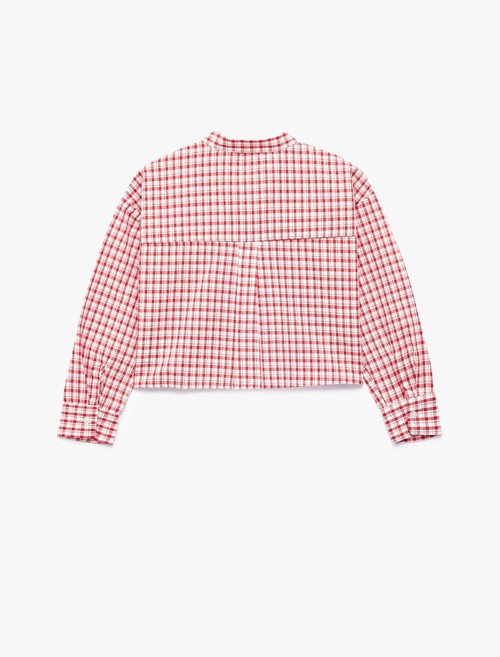Kız Çocuk Pamuklu Uzun Kollu Fiyonk Detaylı Hakim Yaka Ekoseli Gömlek