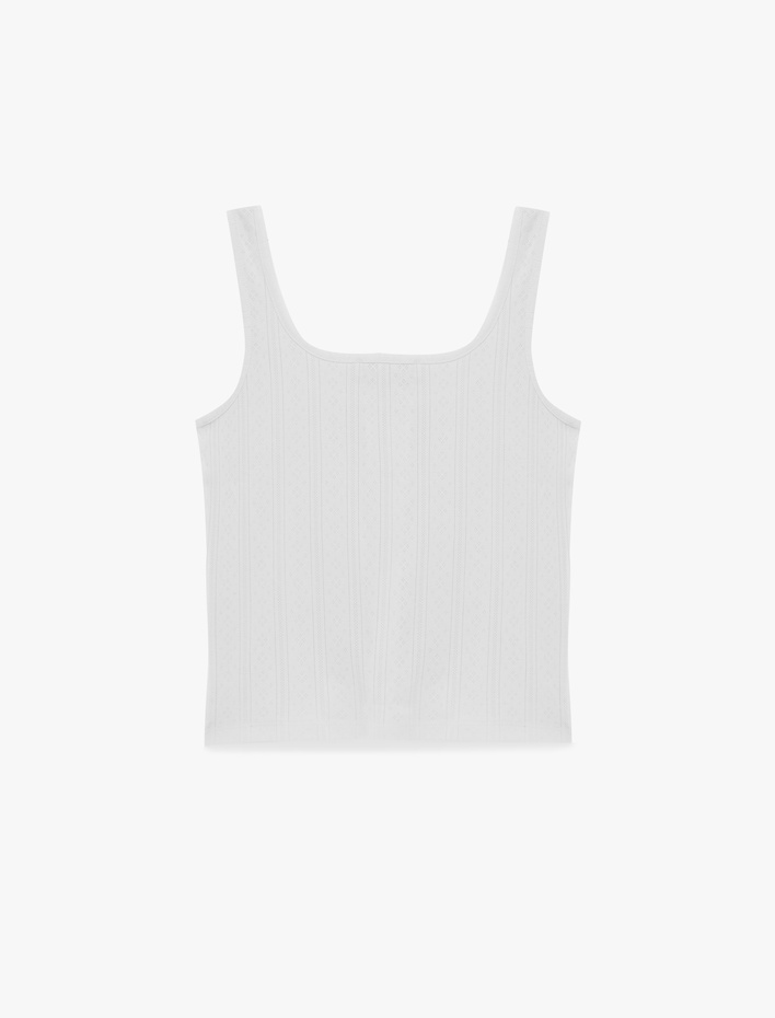  Pamuklu U Yaka Düğmeli Askılı Pijama Üstü