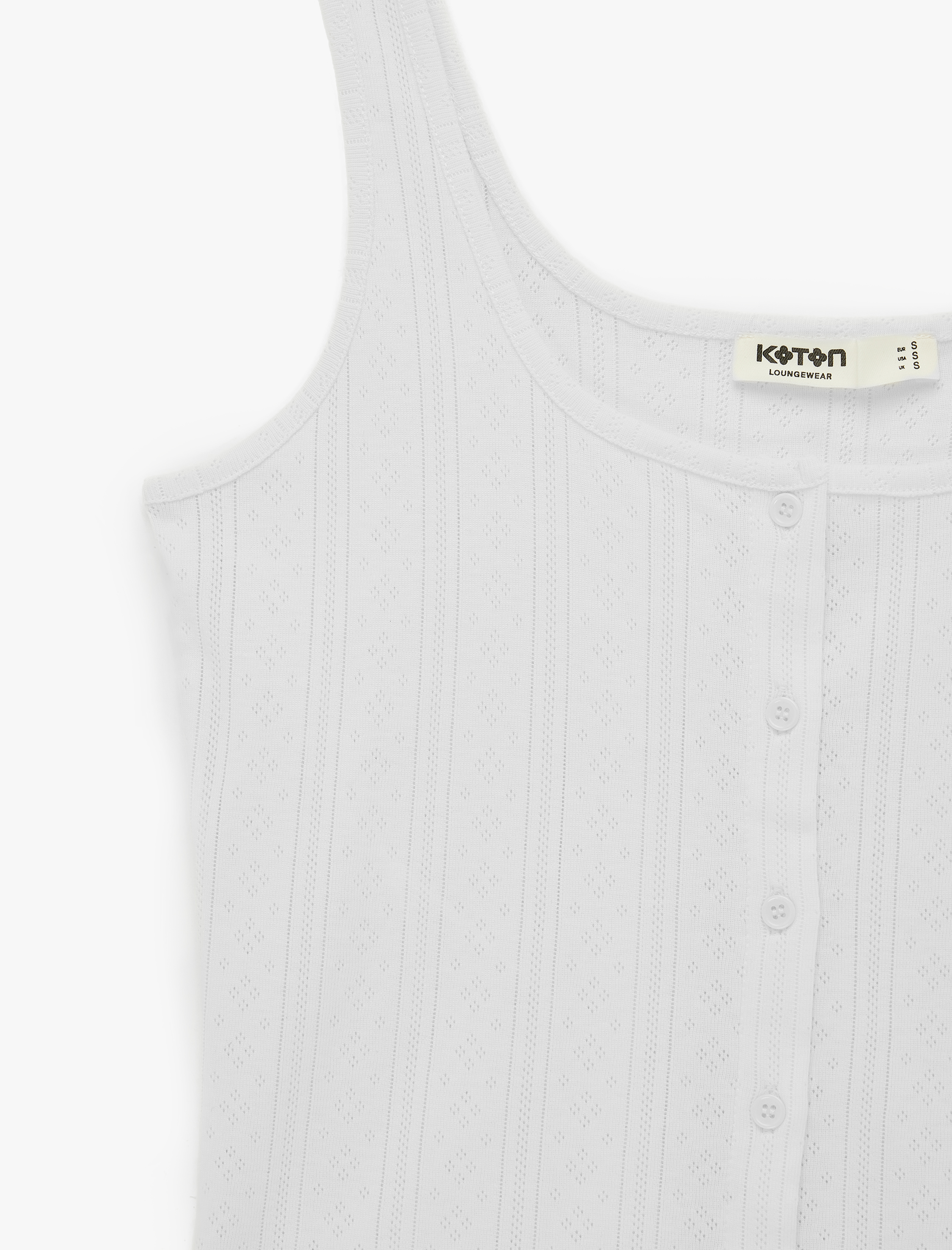   Pamuklu U Yaka Düğmeli Askılı Pijama Üstü