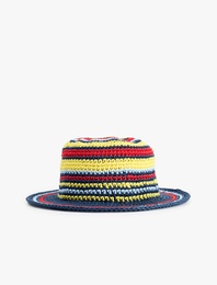 Renkli Çizgili Örme Bucket Şapka